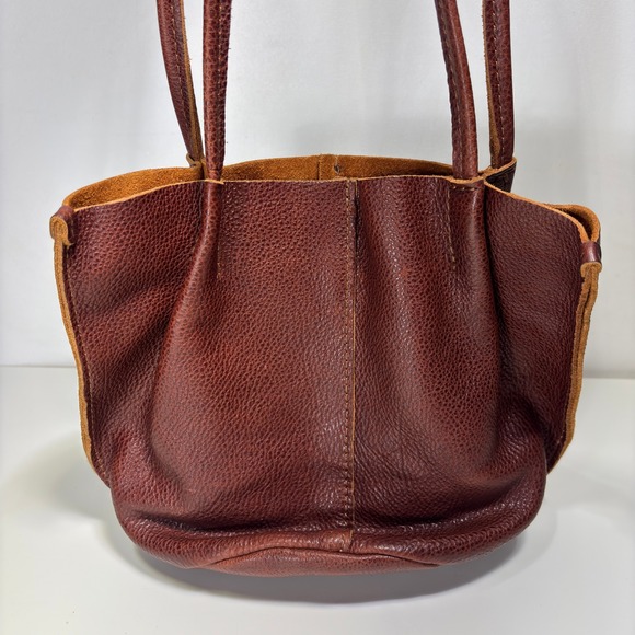 Portland Leather Goods Bucket Bag Chestnut Brown  Pebbled Leather - Picture 5 of 13